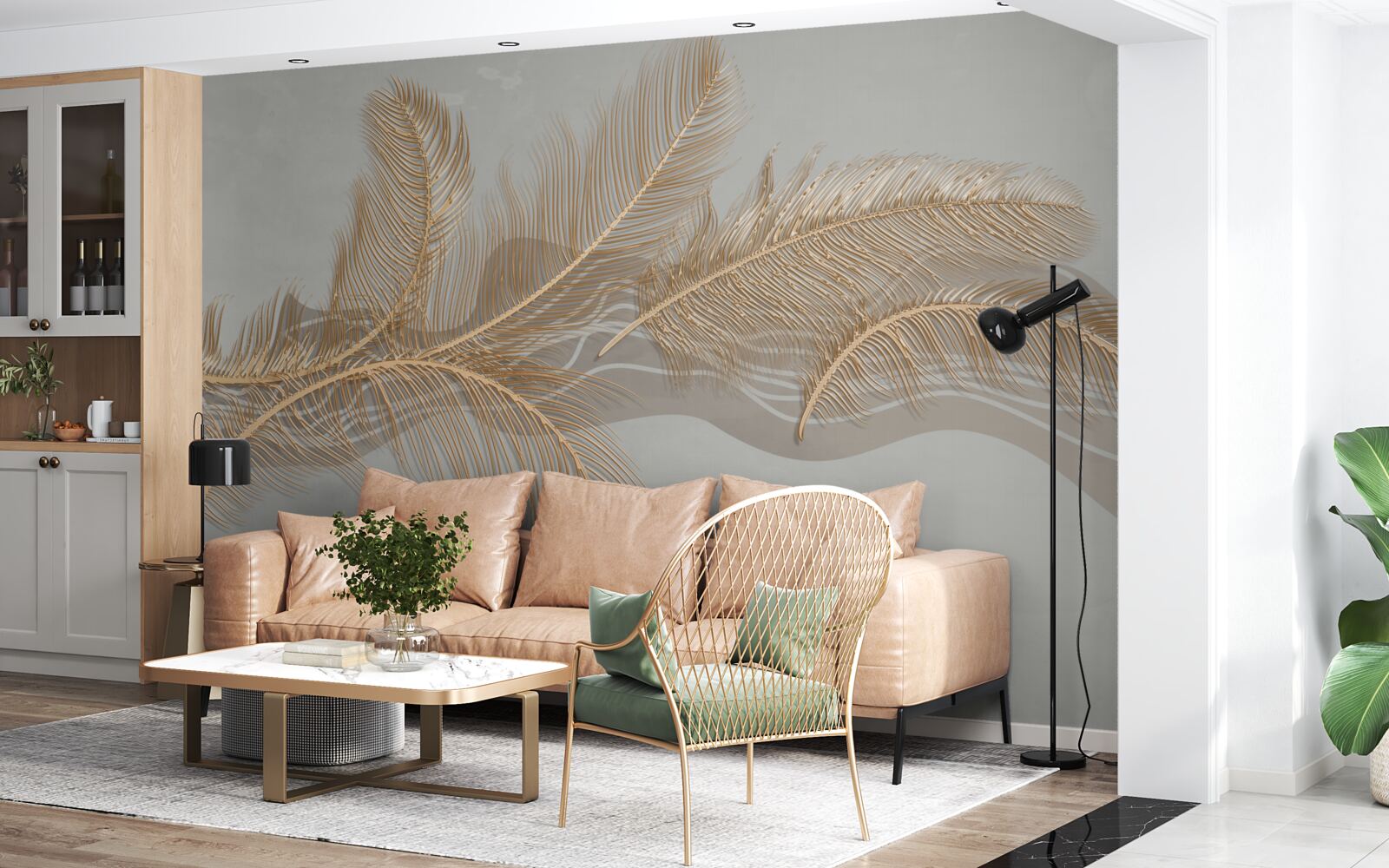Fototapeta zlaté tropické palmové listy