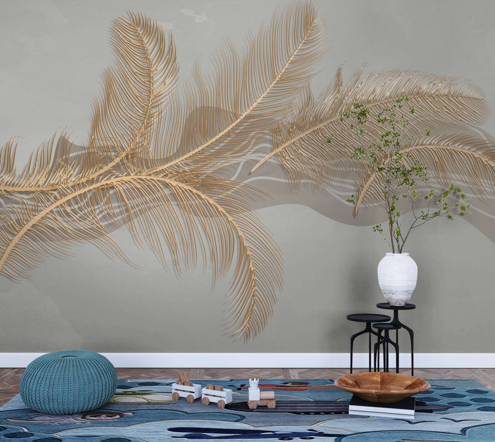 Fototapeta zlaté tropické palmové listy