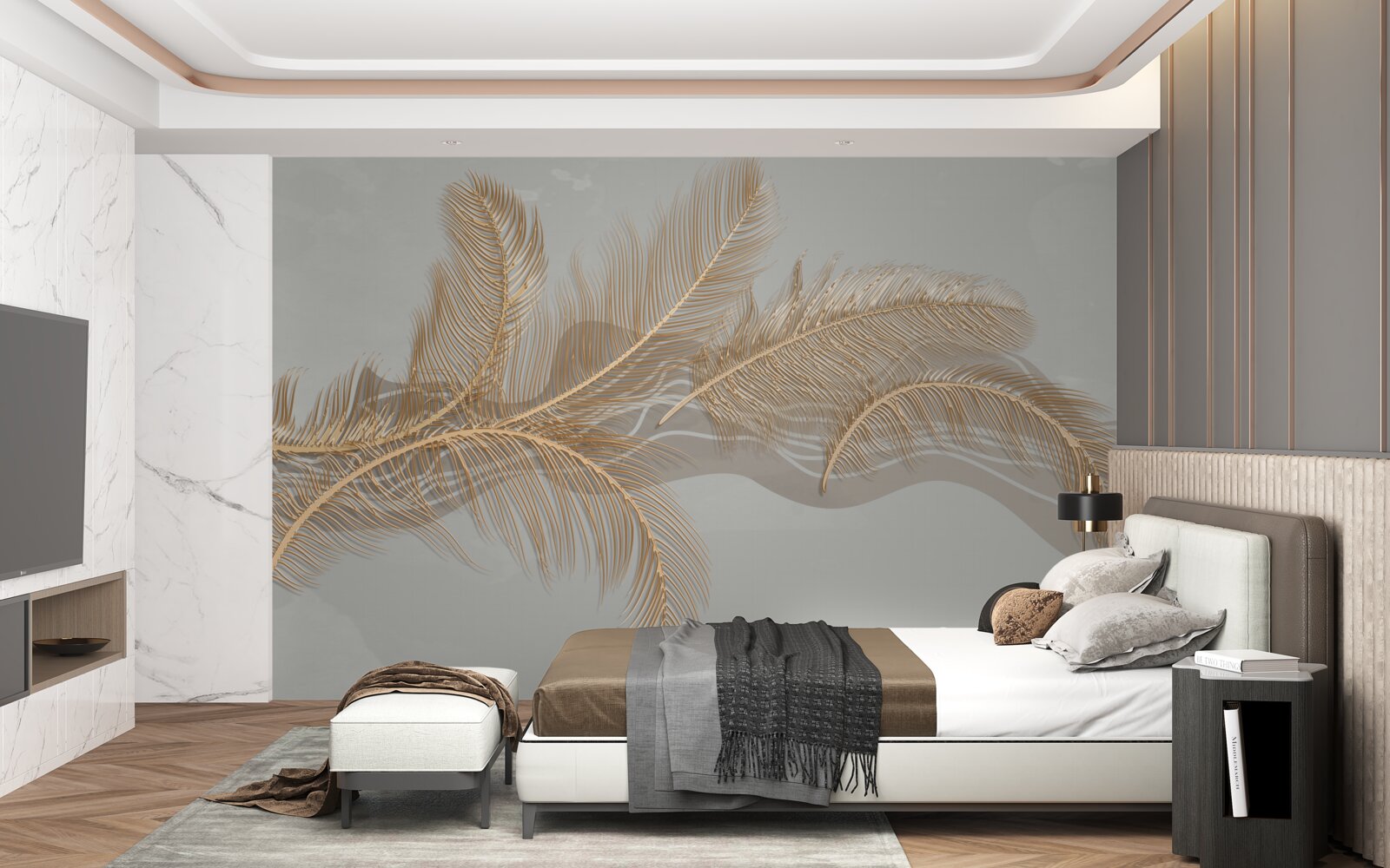 Fototapeta zlaté tropické palmové listy