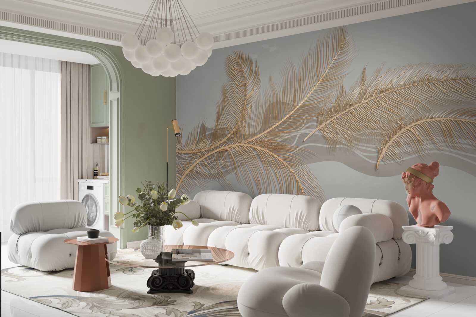 Fototapeta zlaté tropické palmové listy