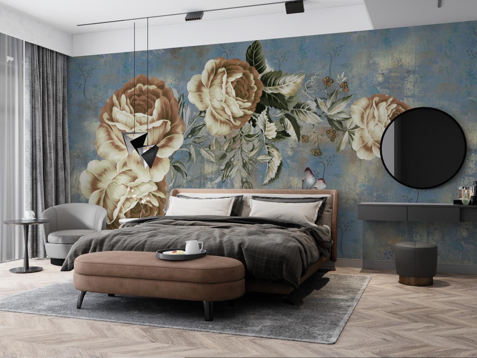 Fototapeta konár s jemnými krémovými kvietkami sa pokojne skláňal nad vodou