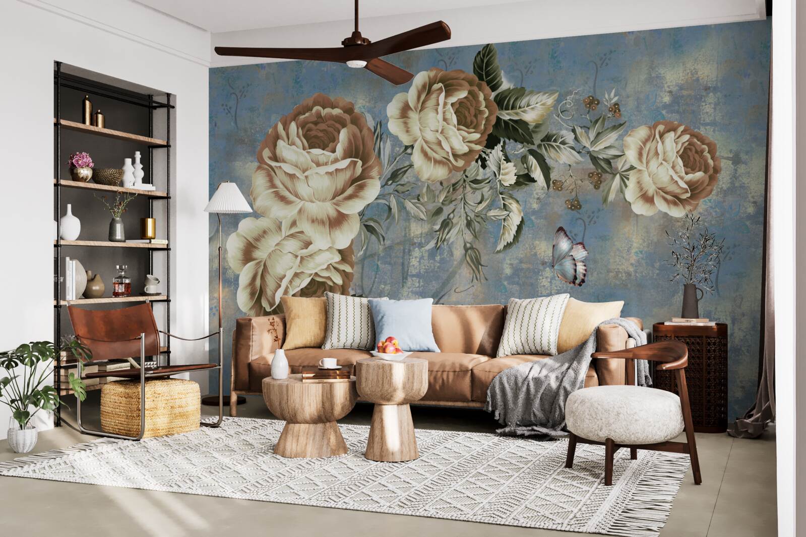 Fototapeta konár s jemnými krémovými kvietkami sa pokojne skláňal nad vodou