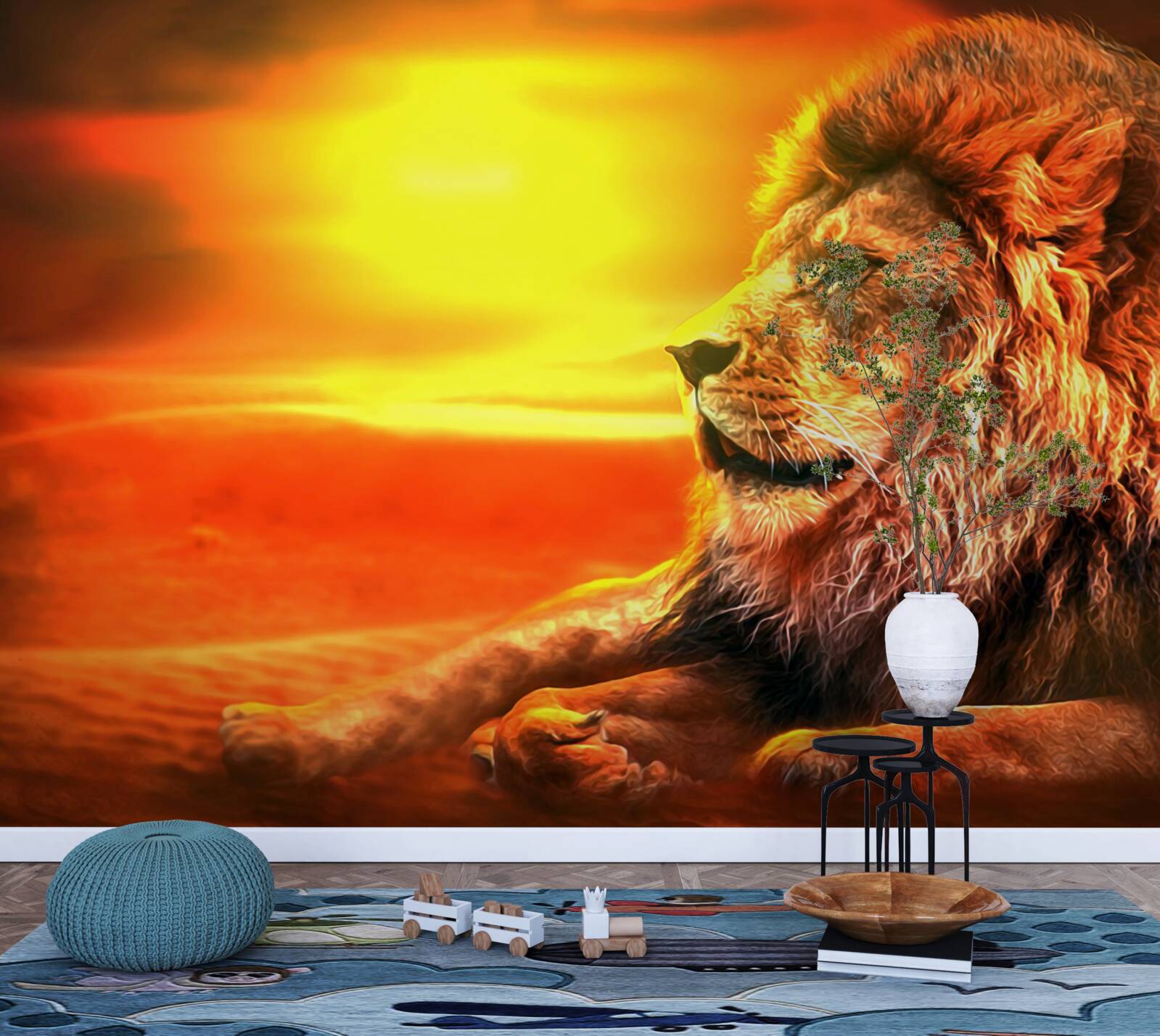 Fototapeta zrelý tiger sprevádza slabnúce slnko