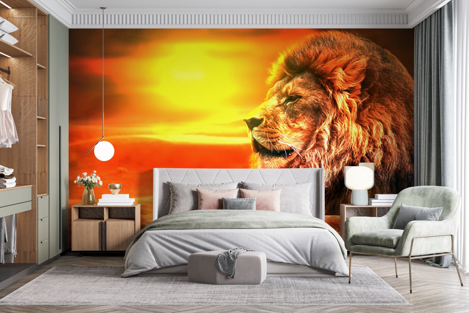 Fototapeta zrelý tiger sprevádza slabnúce slnko