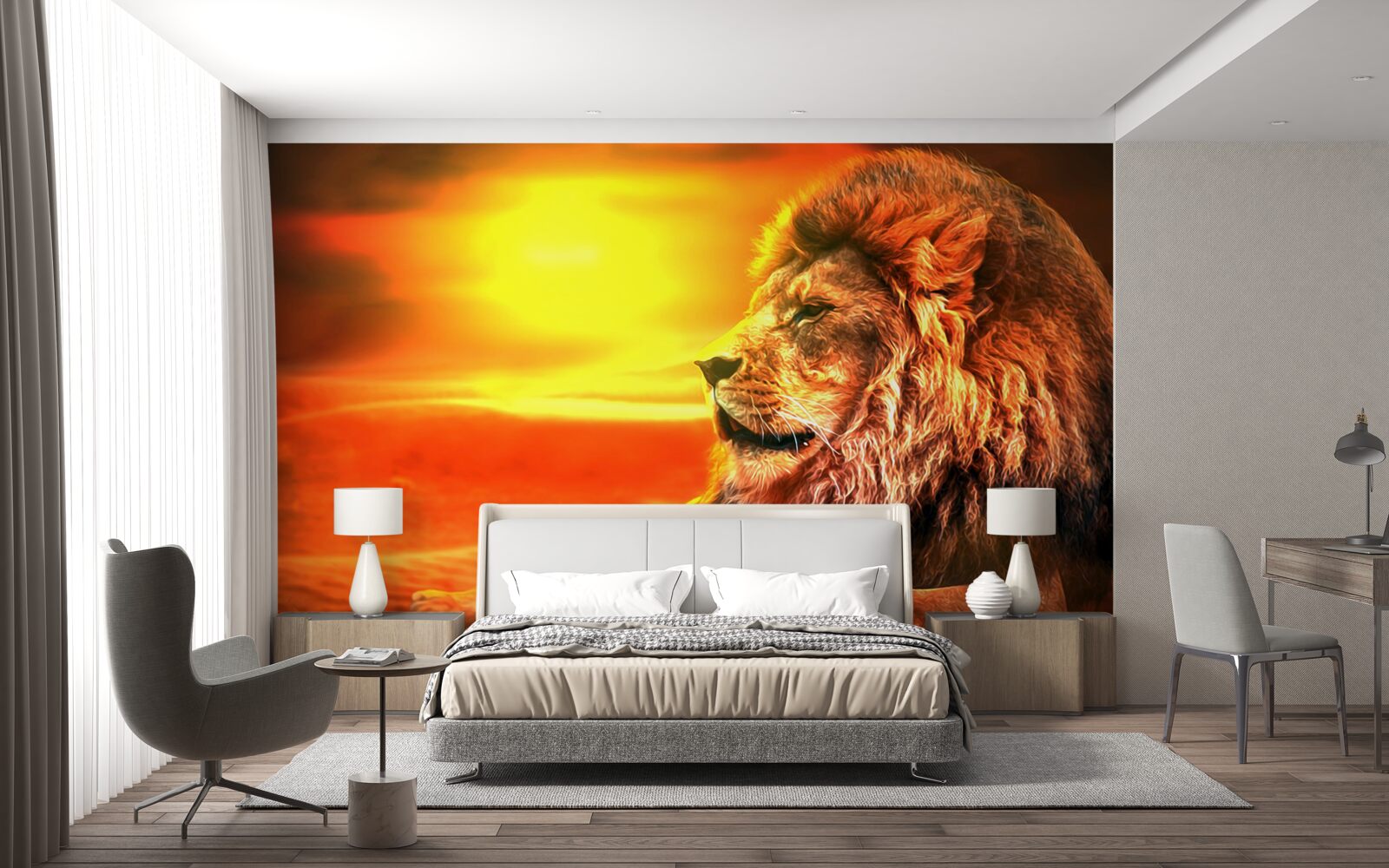 Fototapeta zrelý tiger sprevádza slabnúce slnko