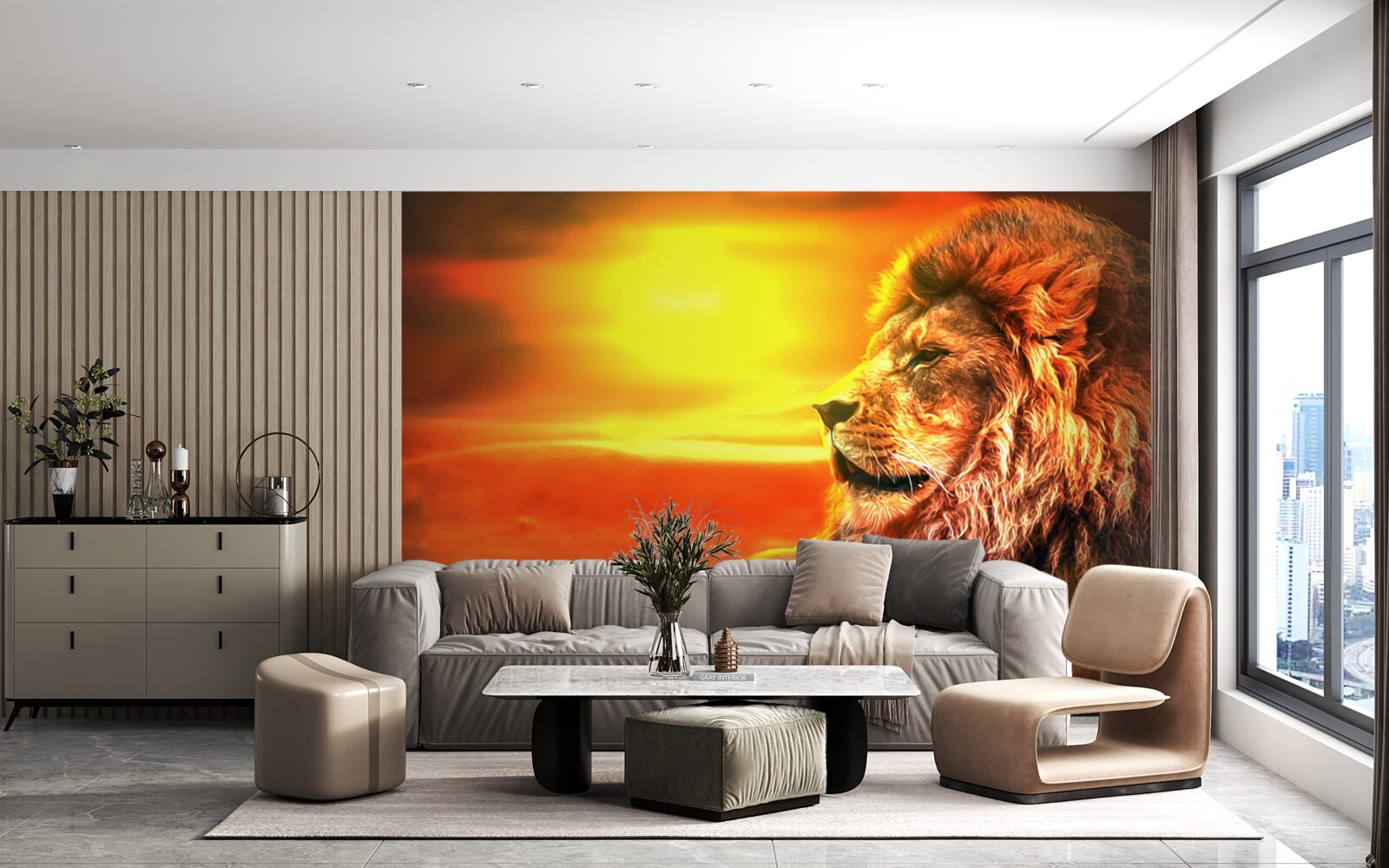 Fototapeta zrelý tiger sprevádza slabnúce slnko