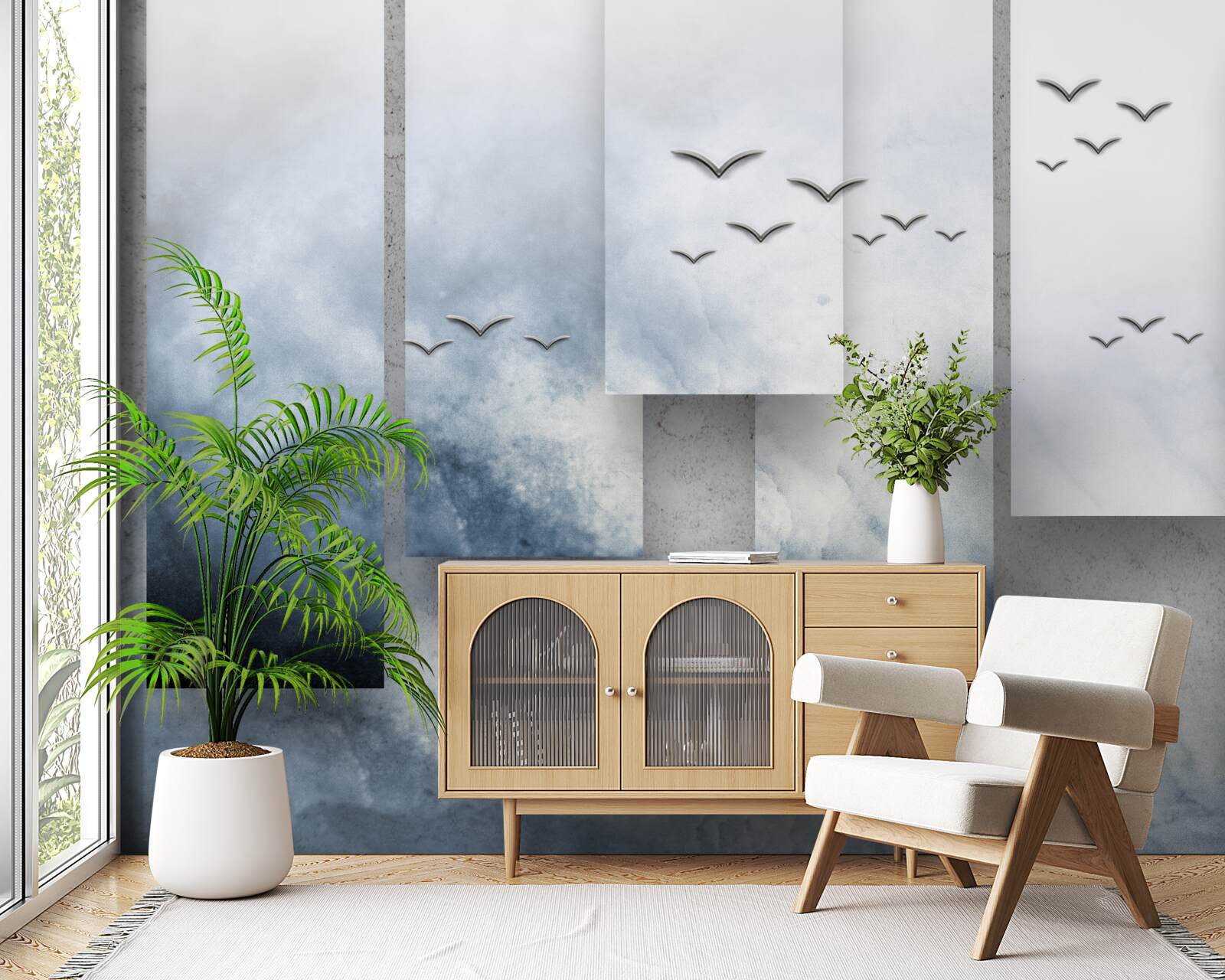 Fototapeta moduly ustupujú vtákom opúšťajúcim búrku