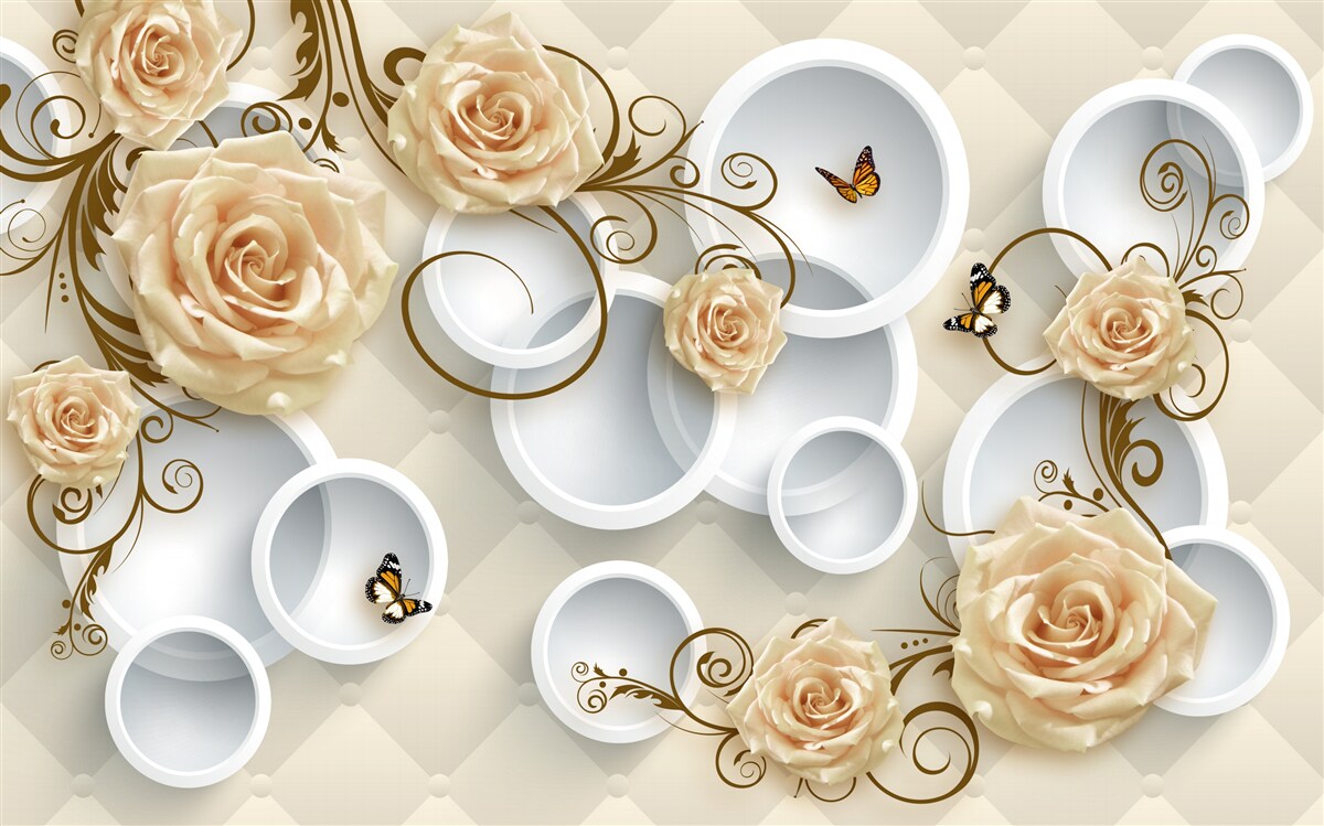 Fototapeta konáre s hnedými ružami na abstraktnom pozadí