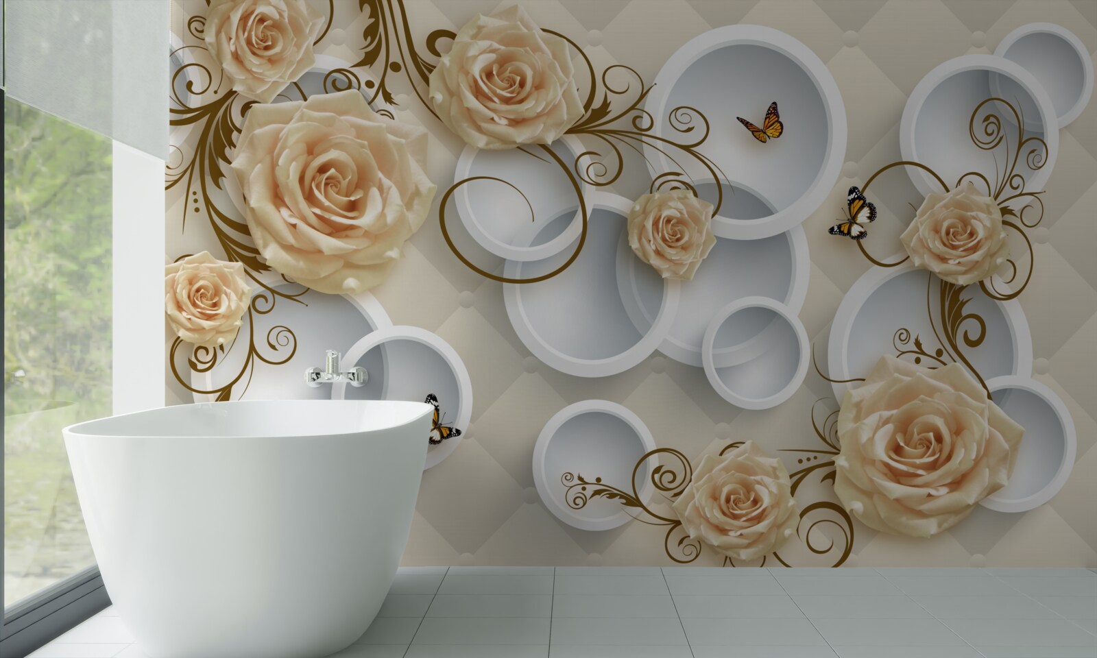 Fototapeta konáre s hnedými ružami na abstraktnom pozadí