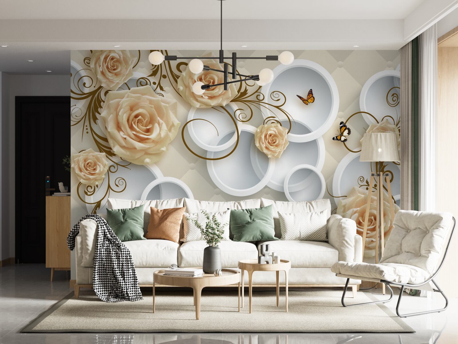 Fototapeta konáre s hnedými ružami na abstraktnom pozadí