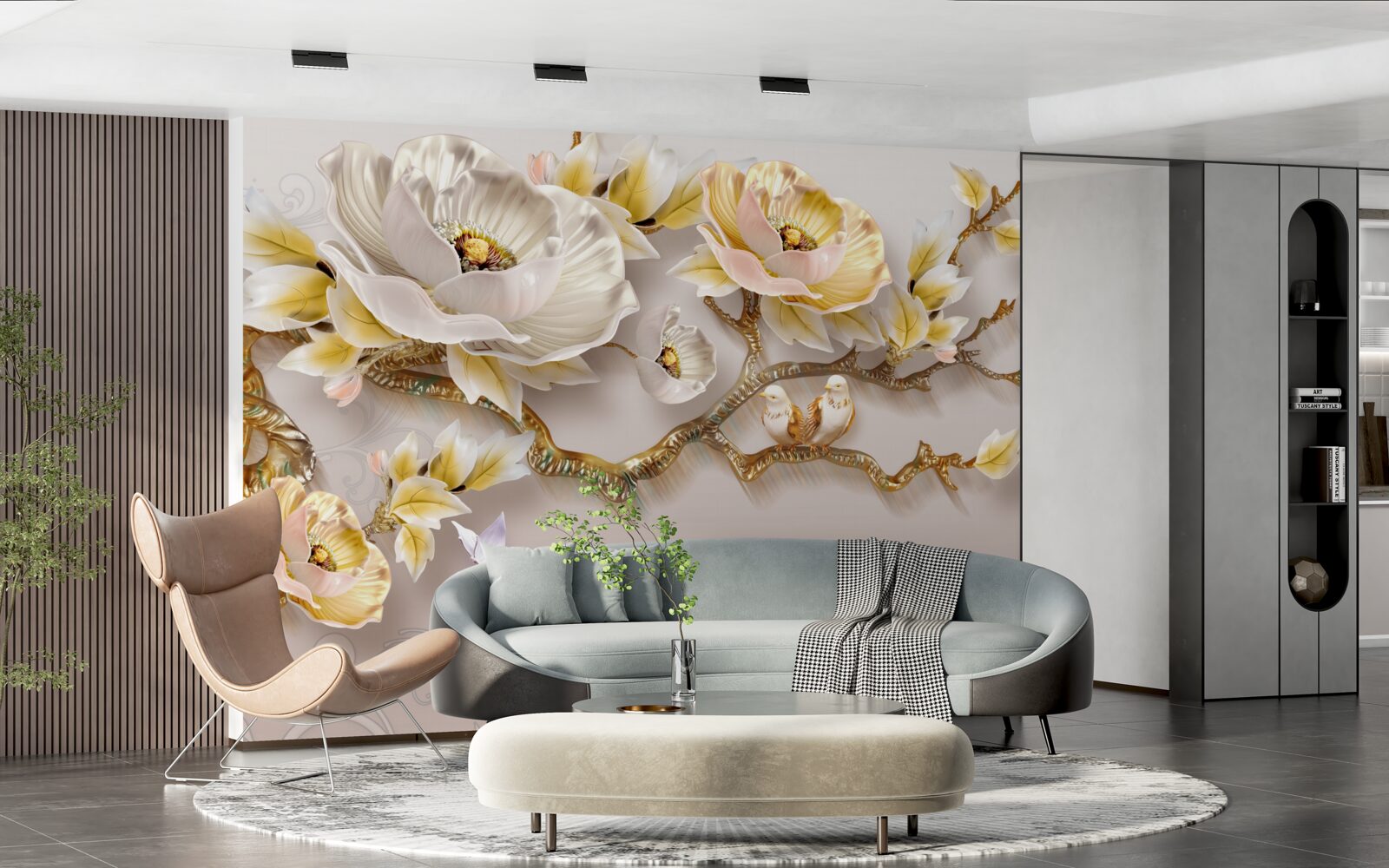 Fototapeta šperky a zlato v tvare konárov magnólie