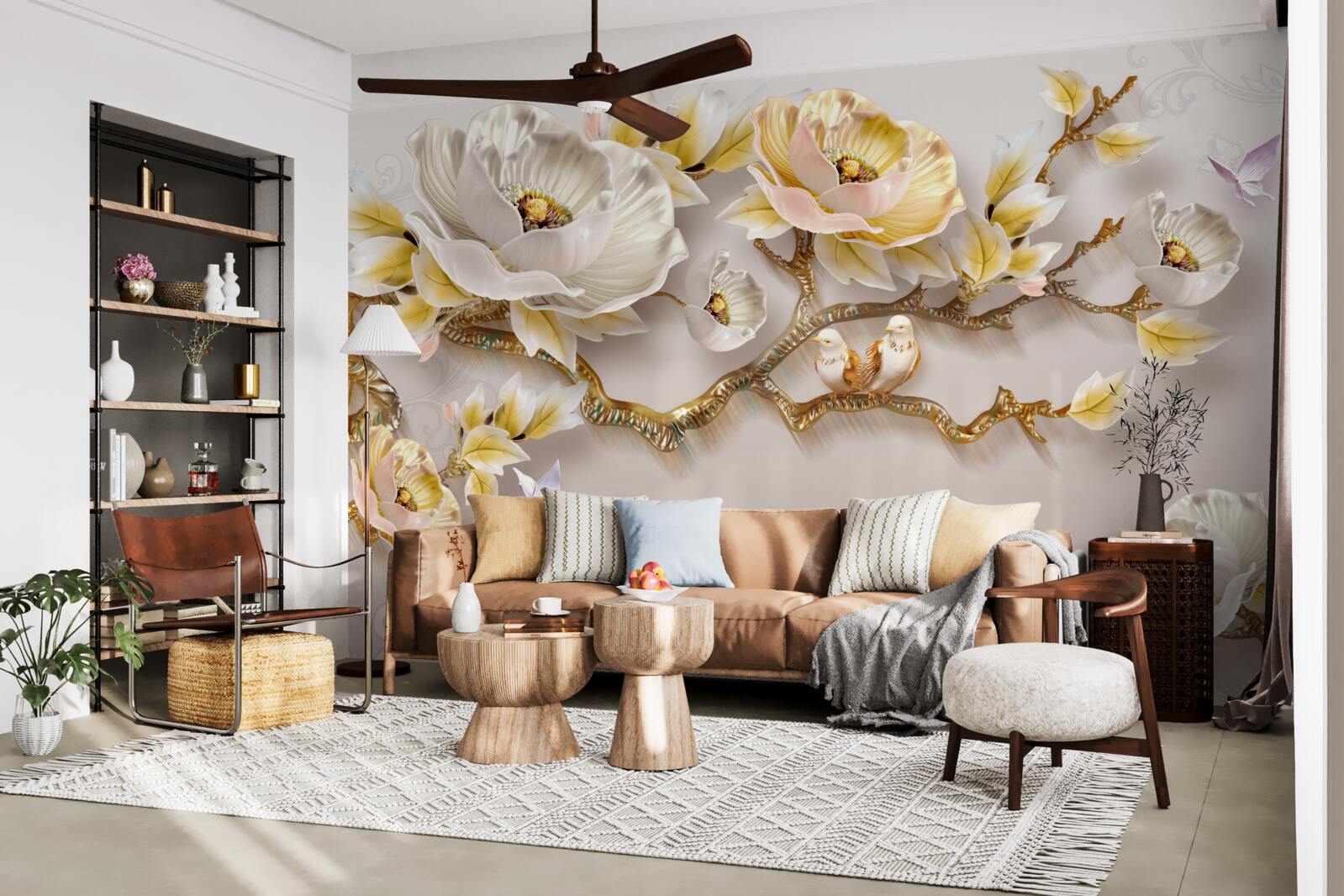 Fototapeta šperky a zlato v tvare konárov magnólie