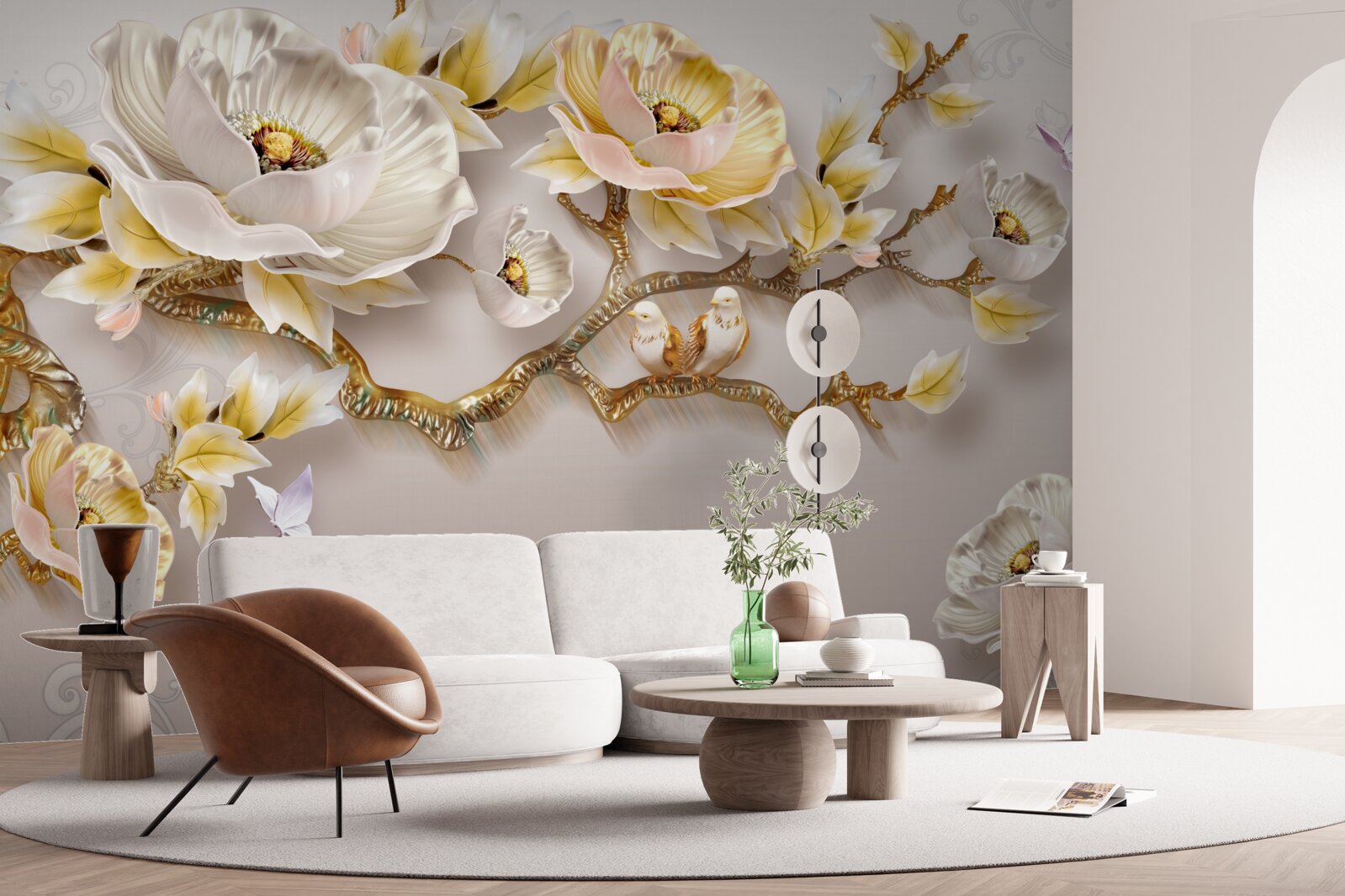 Fototapeta šperky a zlato v tvare konárov magnólie