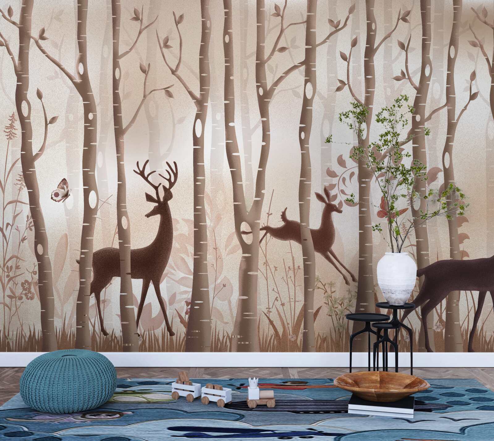 Fototapeta štíhly les je miestom pre prechádzky jeleňov