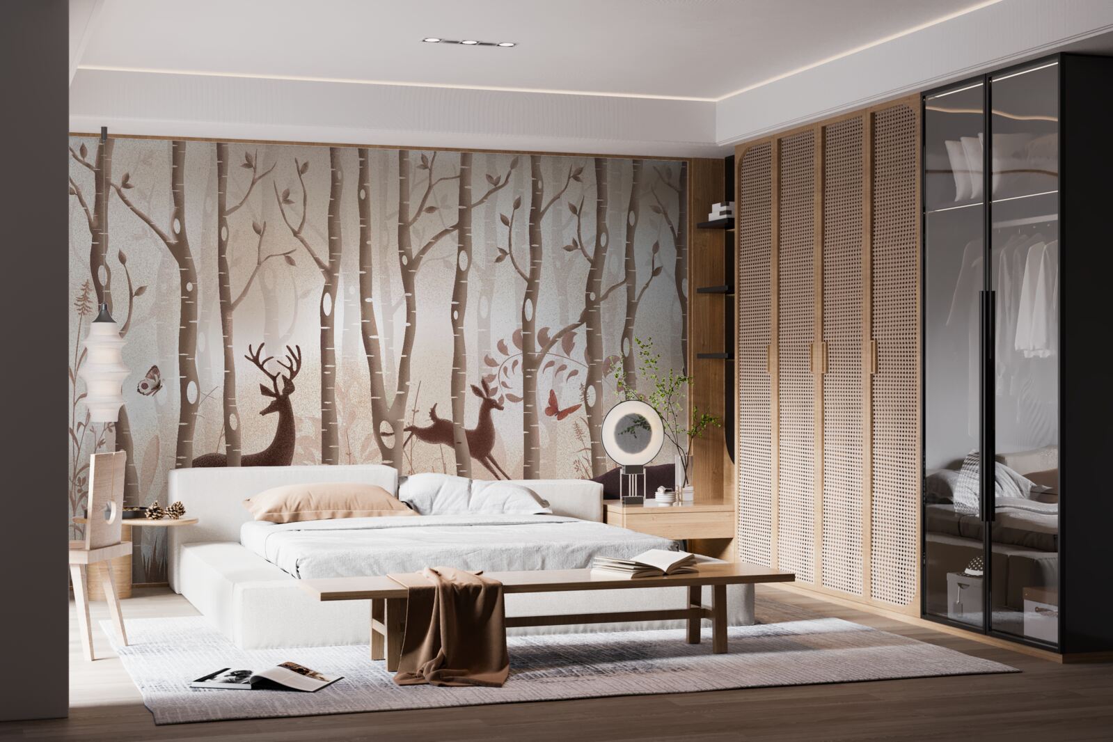 Fototapeta štíhly les je miestom pre prechádzky jeleňov