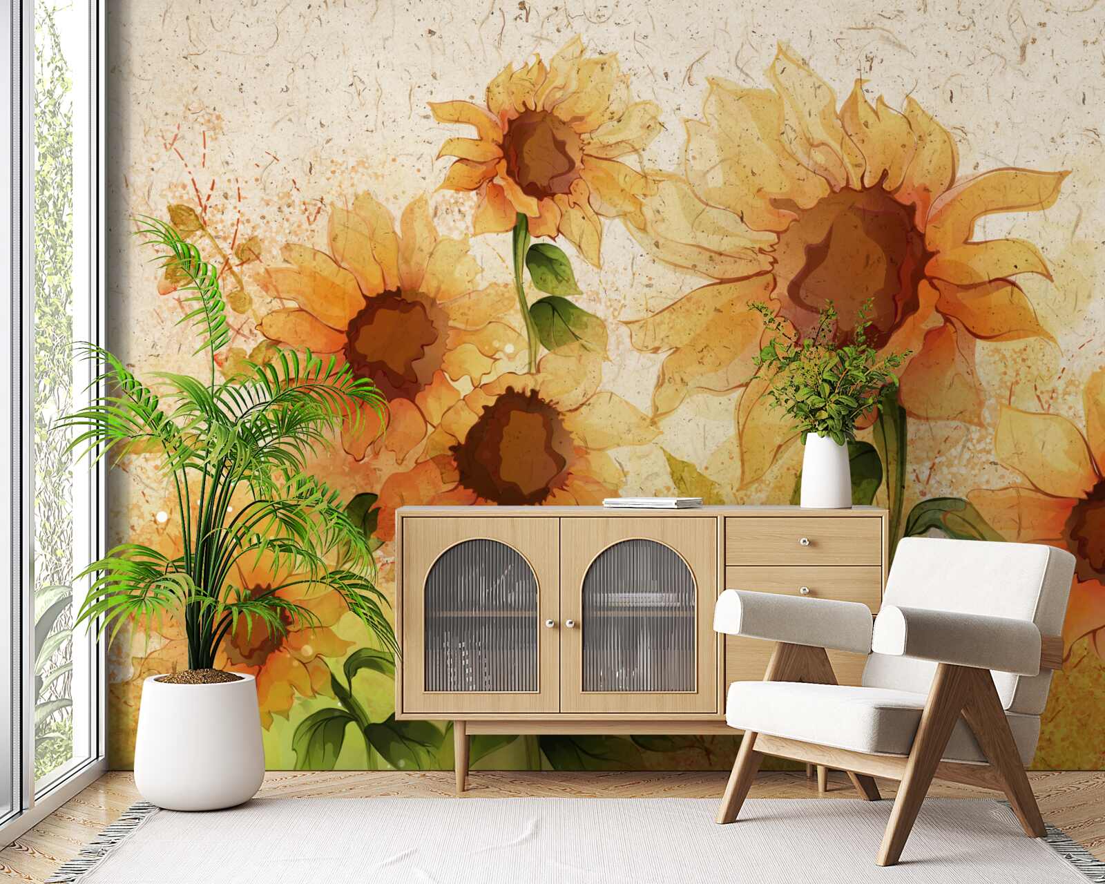 Fototapeta zapálenie zlatých slnečníc