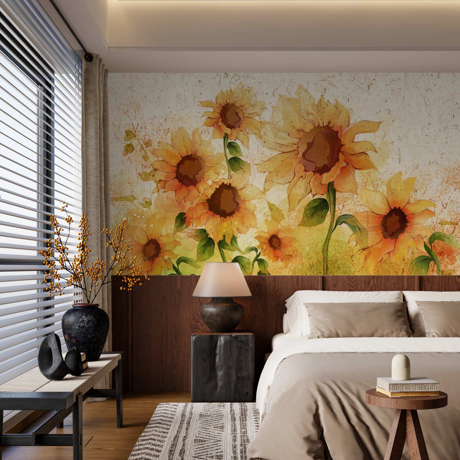 Fototapeta zapálenie zlatých slnečníc