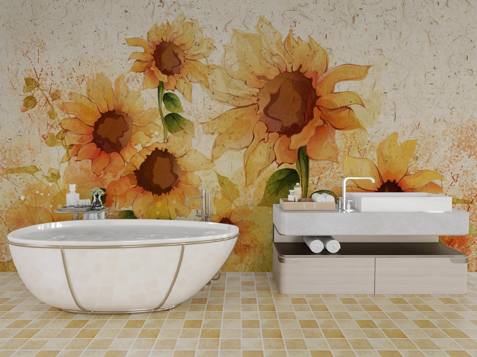 Fototapeta zapálenie zlatých slnečníc