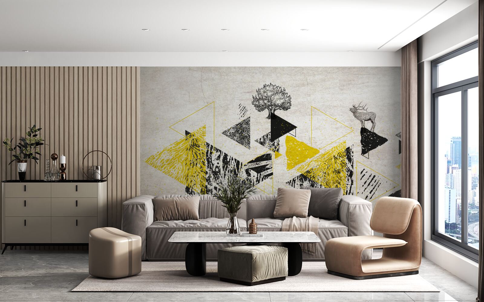 Fototapeta abstraktná geometria jesenného lesa