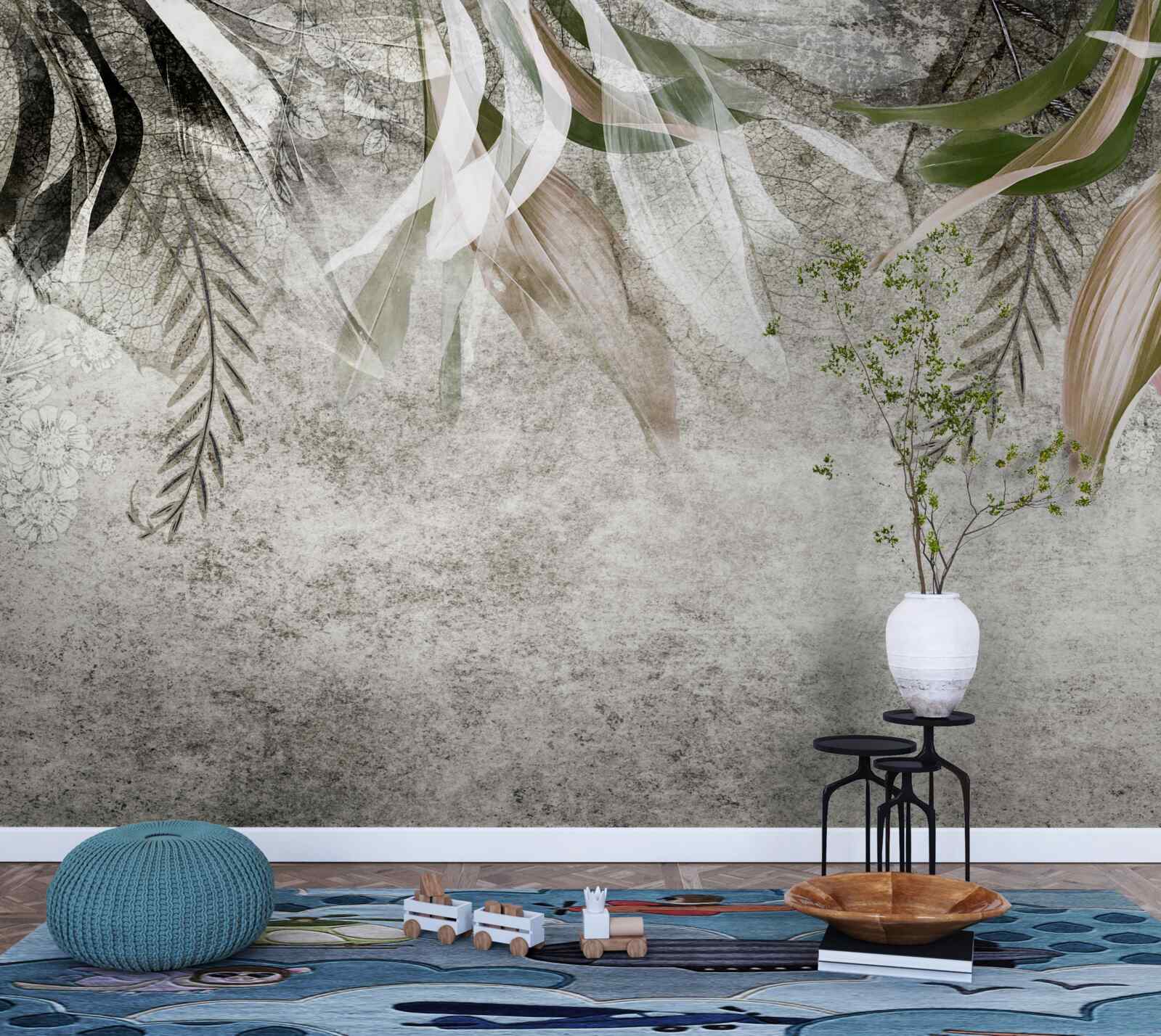 Fototapeta kvety a visiace listy