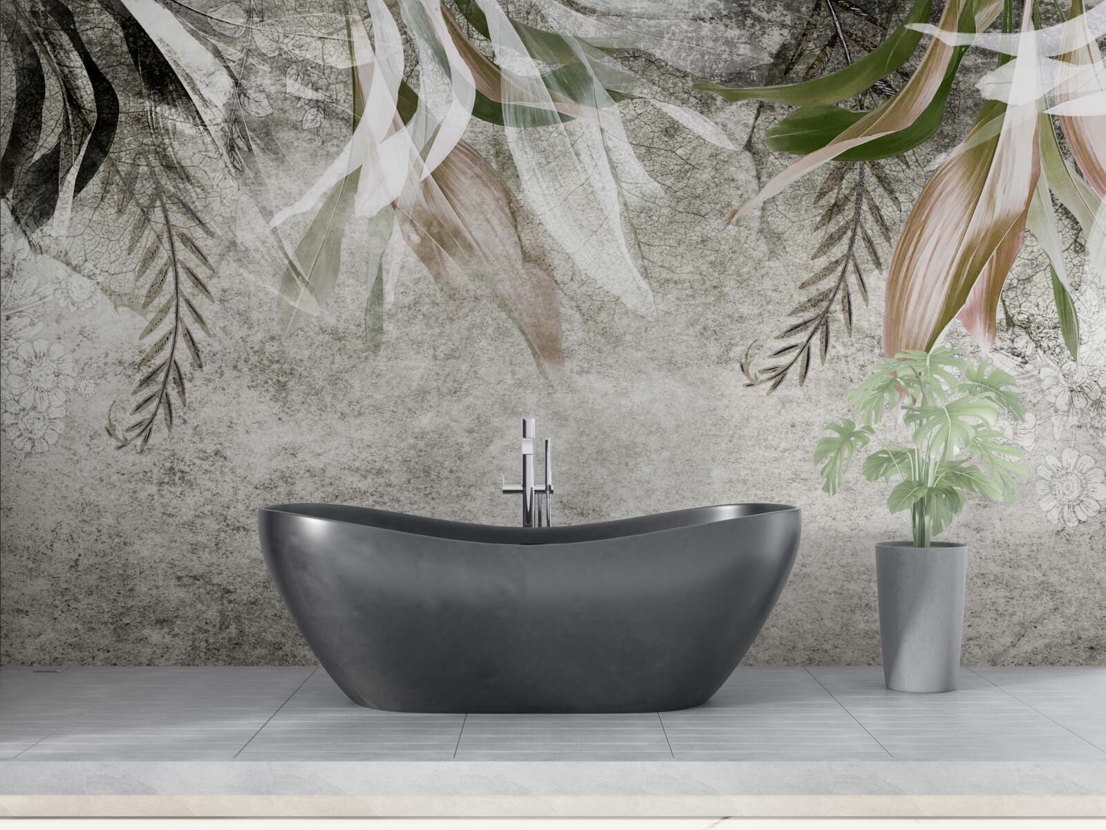 Fototapeta kvety a visiace listy