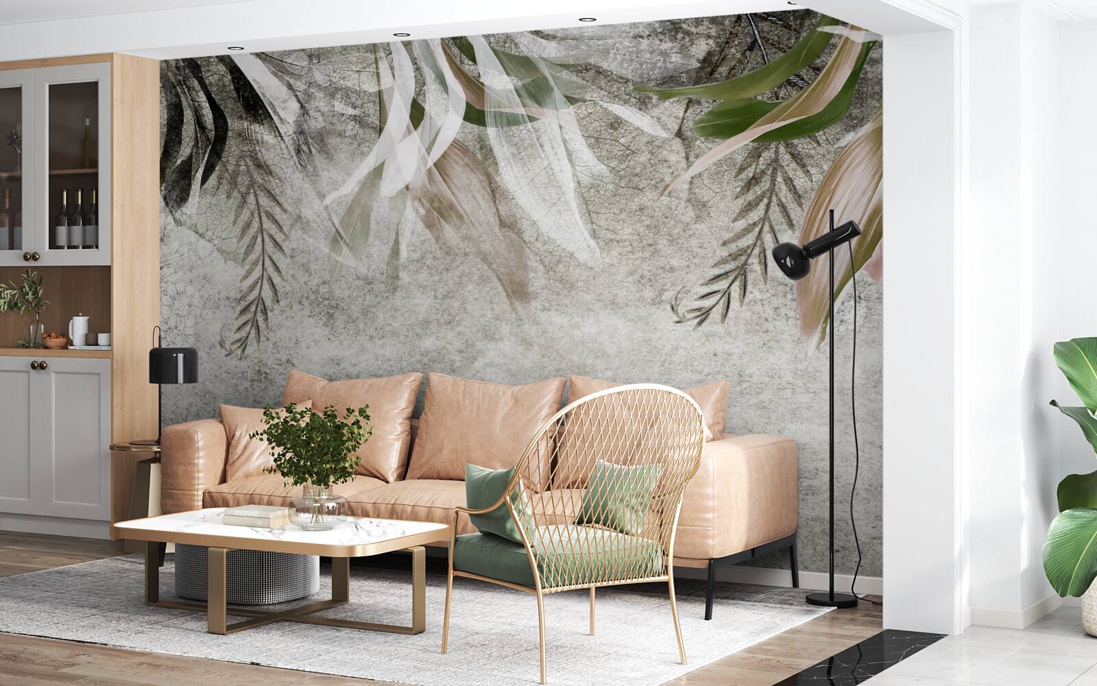 Fototapeta kvety a visiace listy