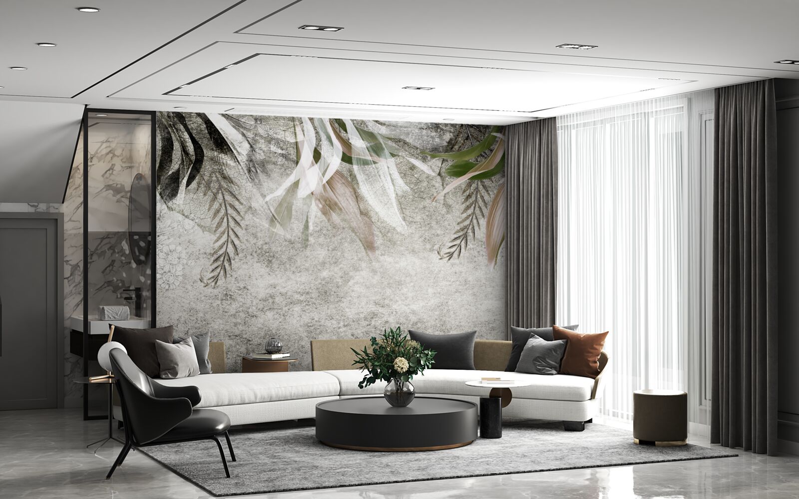 Fototapeta kvety a visiace listy