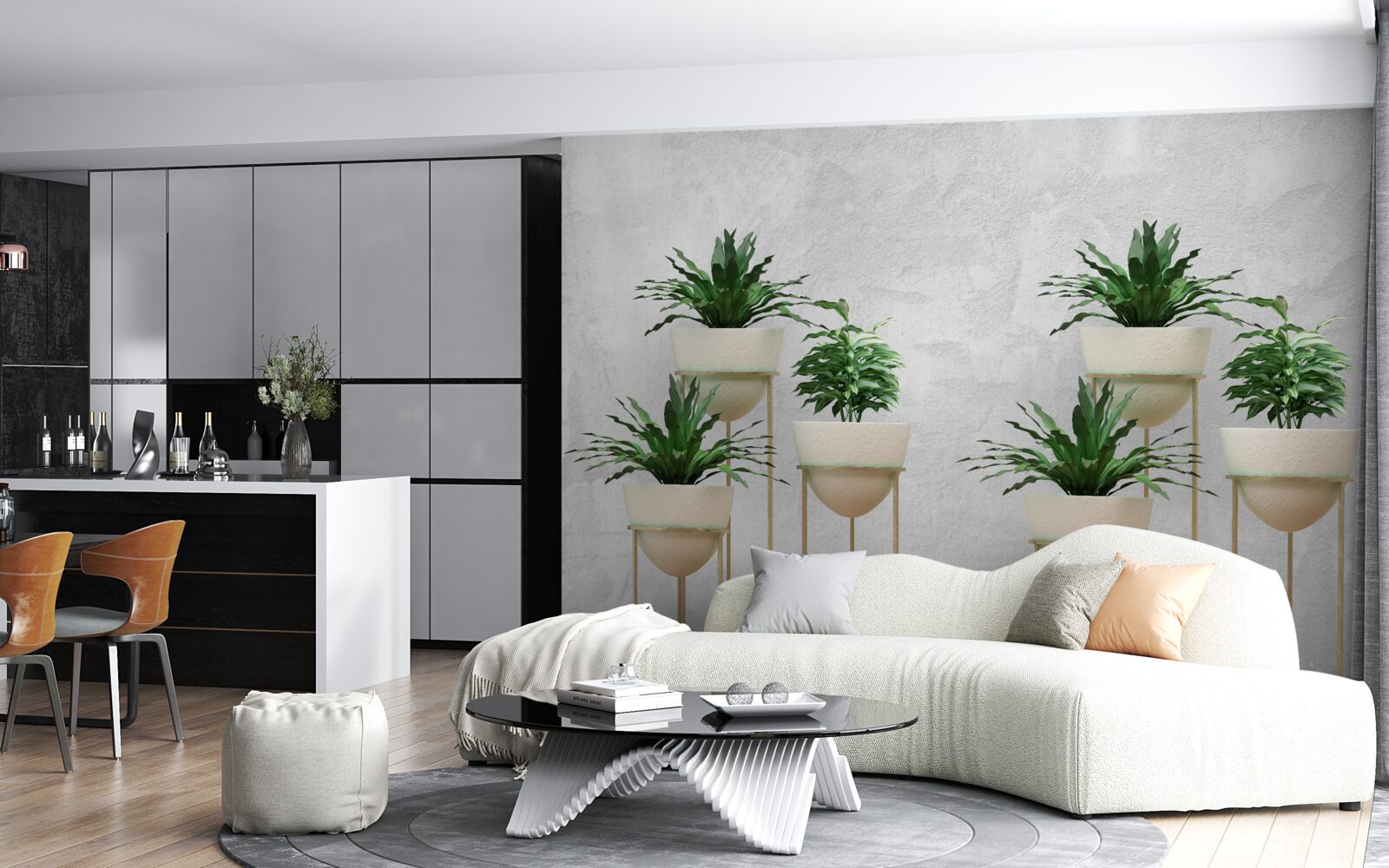 Fototapeta zelené kvety v jemných kvetináčoch