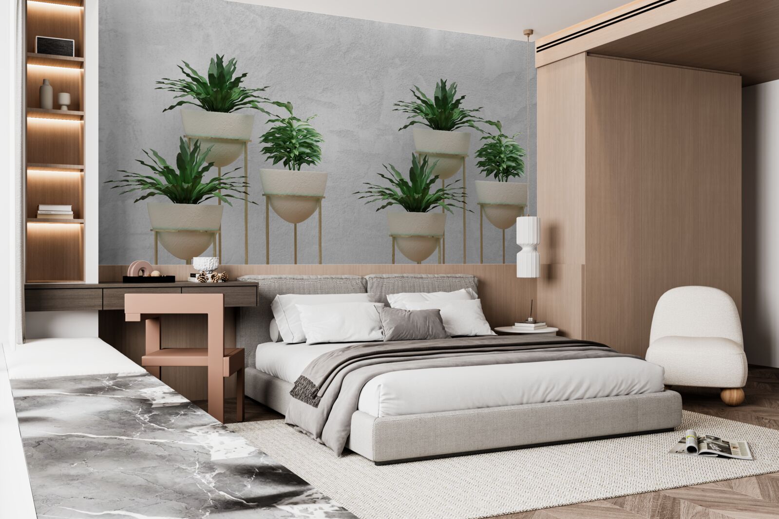 Fototapeta zelené kvety v jemných kvetináčoch