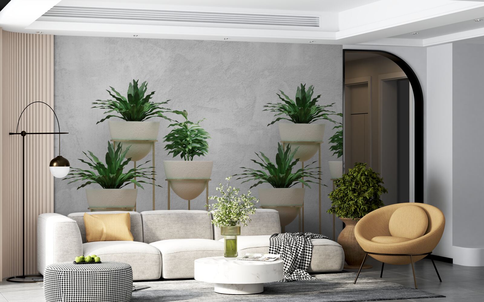 Fototapeta zelené kvety v jemných kvetináčoch