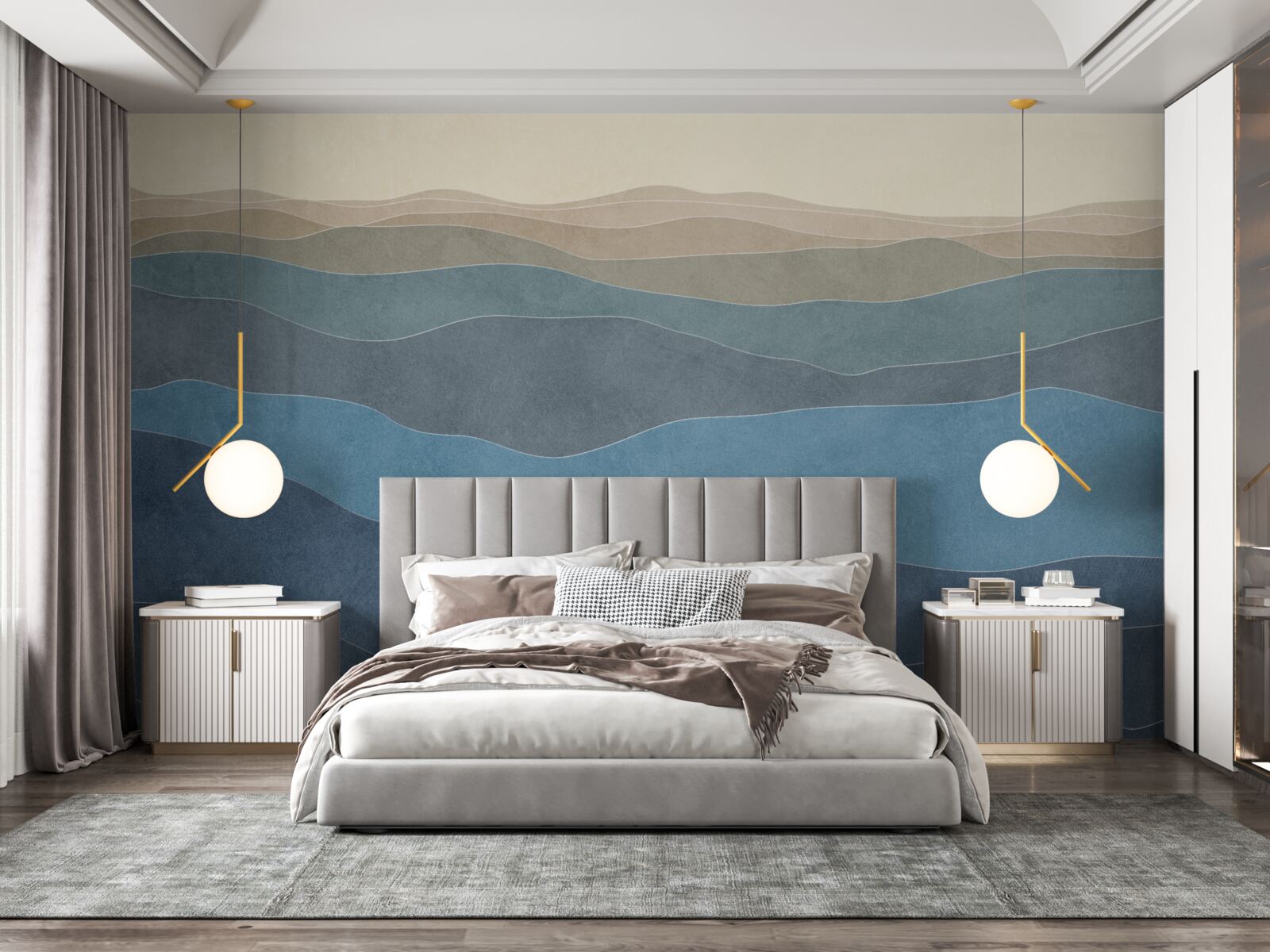 Fototapeta viacfarebné kopce a lietadlá pri východe slnka