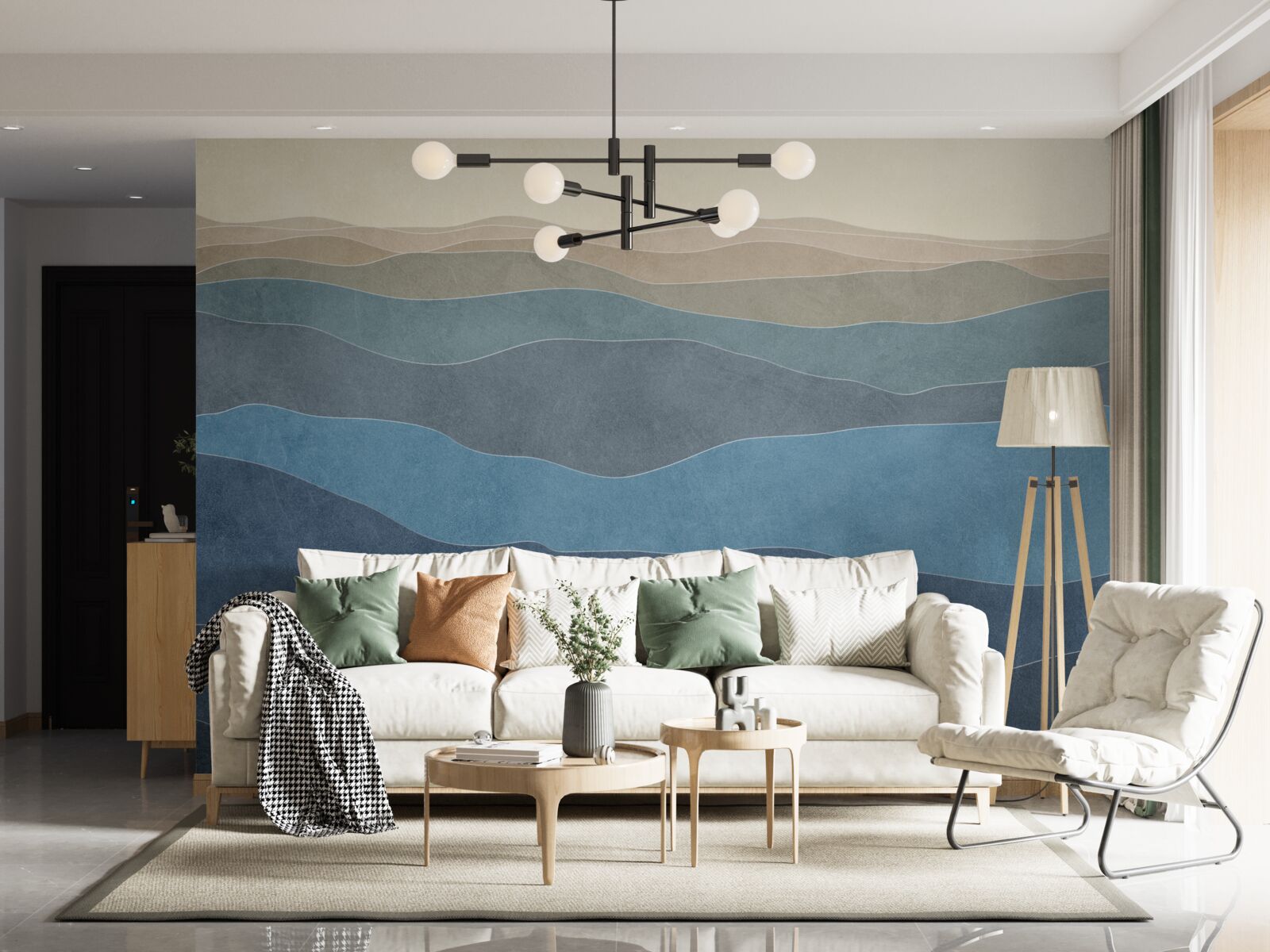 Fototapeta viacfarebné kopce a lietadlá pri východe slnka