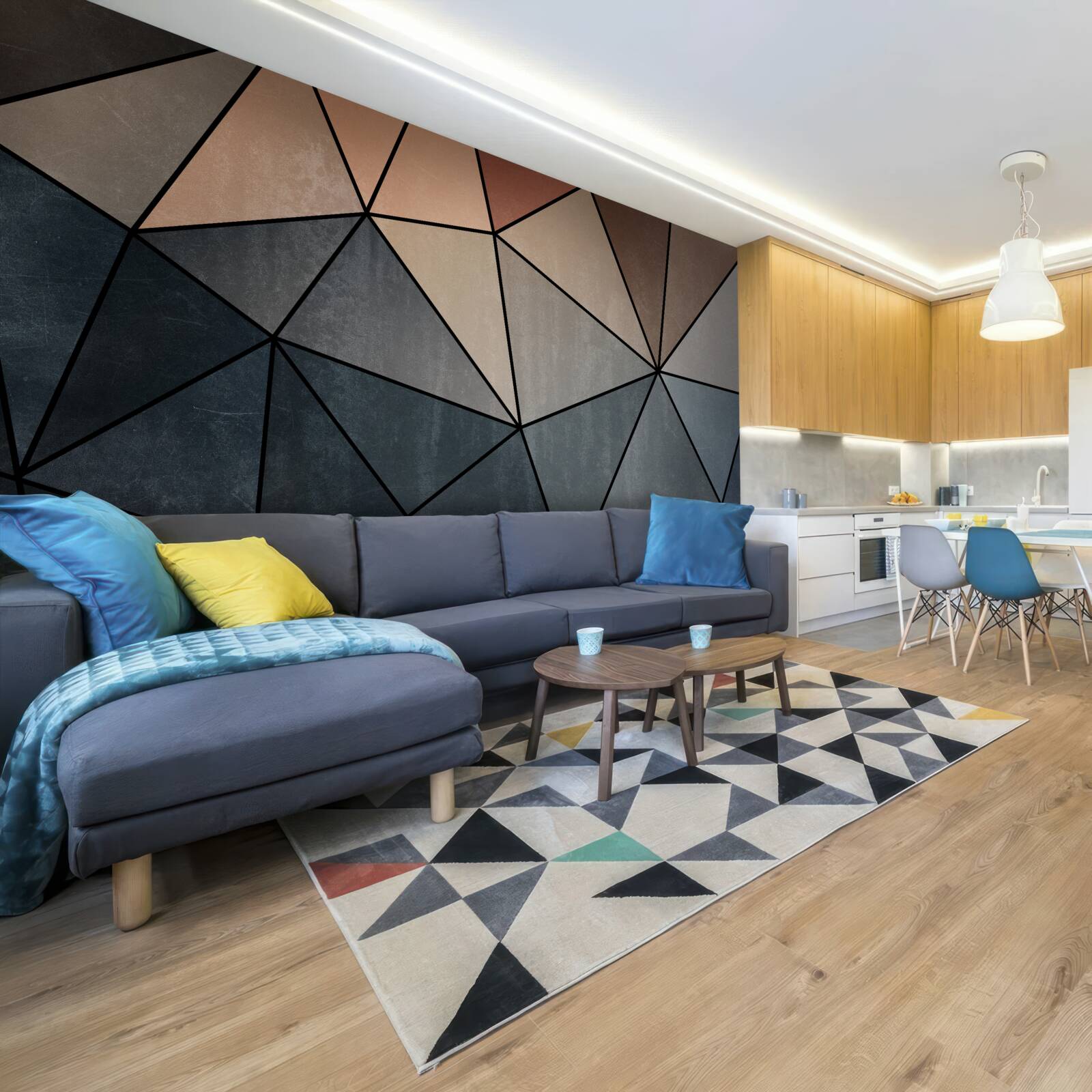 Fototapeta trojrozmerné drevené figúrky v jemných odtieňoch