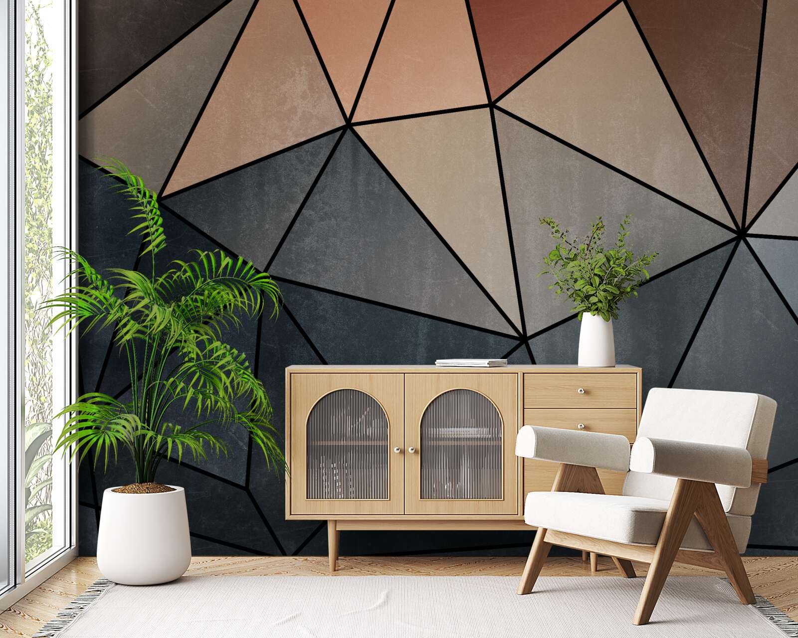 Fototapeta trojrozmerné drevené figúrky v jemných odtieňoch