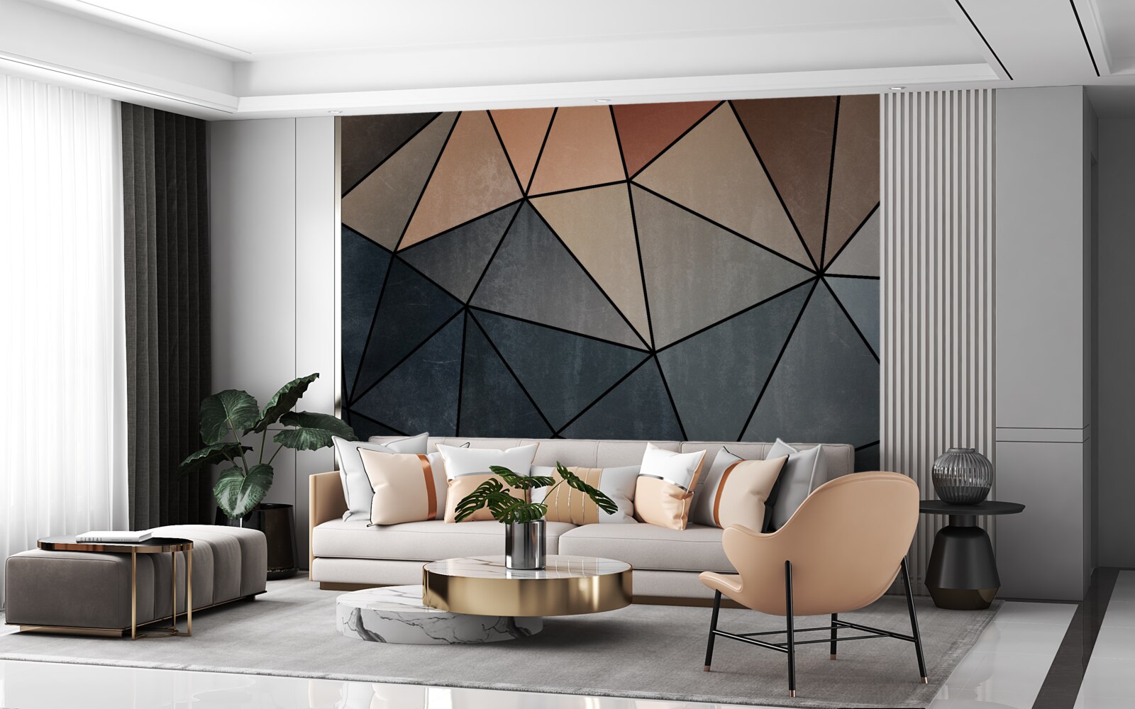 Fototapeta trojrozmerné drevené figúrky v jemných odtieňoch