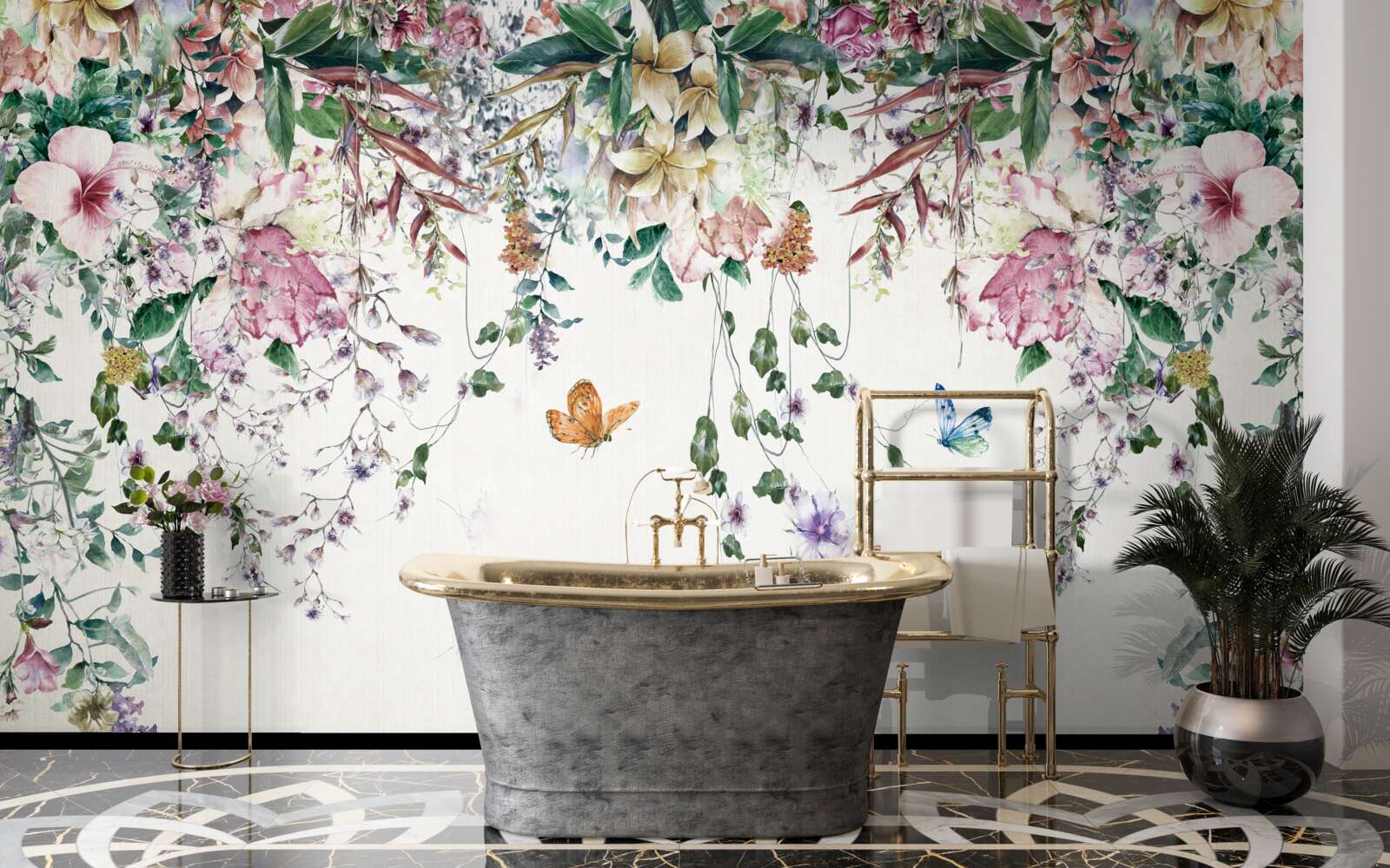 Fototapeta záhrada, kde v lete kvitnú hlinené rastliny