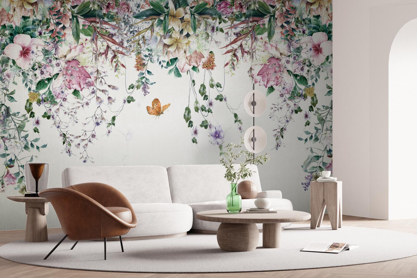 Fototapeta záhrada, kde v lete kvitnú hlinené rastliny