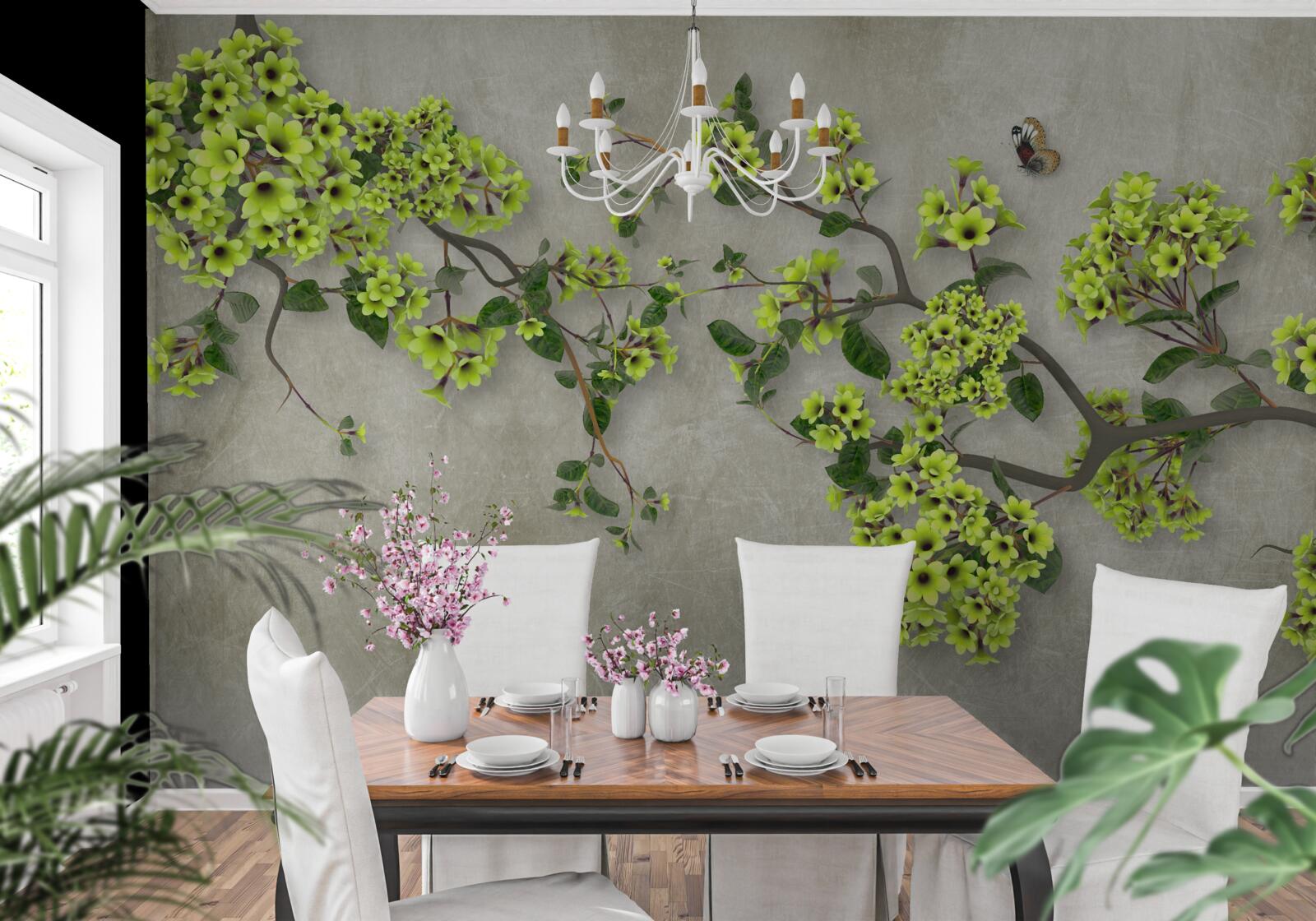 Fototapeta konárik magnólie posiaty sviežimi zelenými púčikmi