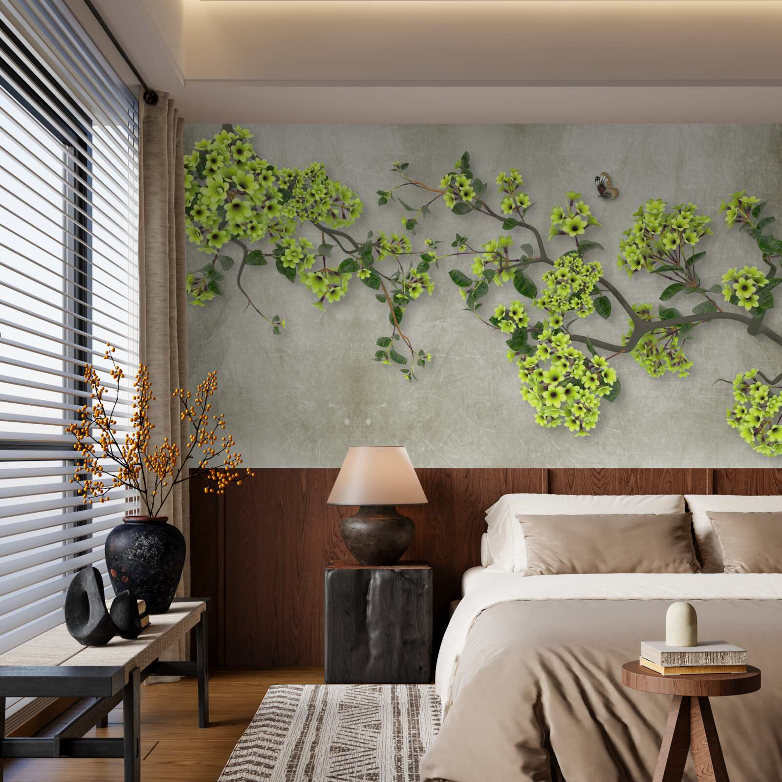 Fototapeta konárik magnólie posiaty sviežimi zelenými púčikmi