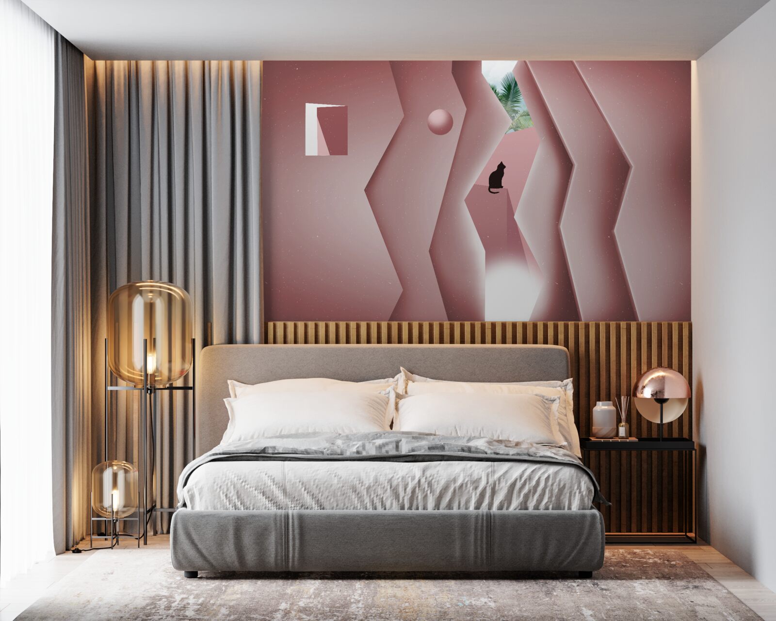 Fototapeta tunel vyrobený v abstraktnom štýle a maľovaný v odtieňoch ružovej