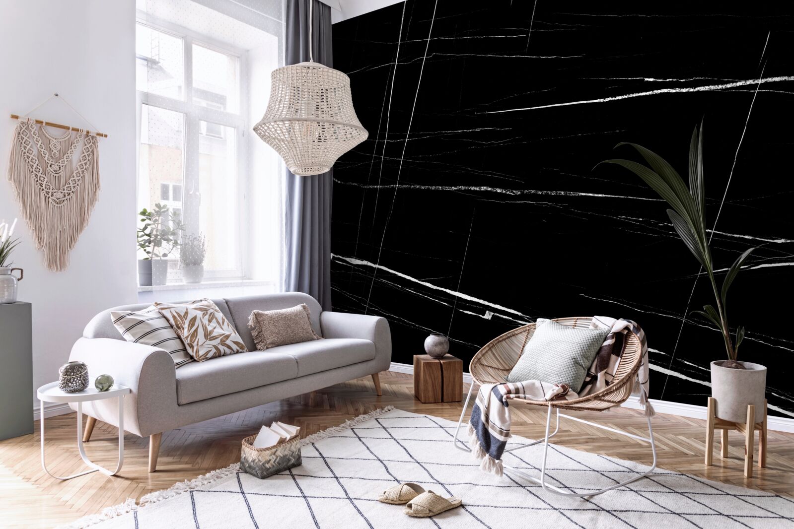 Fototapeta tmavé pozadie s bielymi rozmazanými čiarami