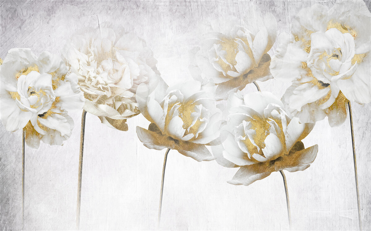 Fototapeta elegantné rastliny zo zlata a hodvábu