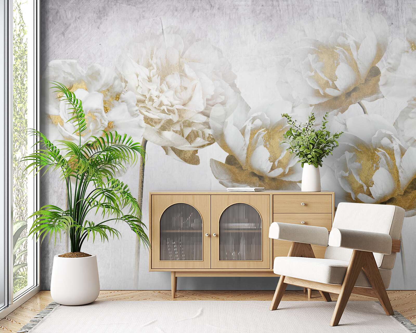 Fototapeta elegantné rastliny zo zlata a hodvábu