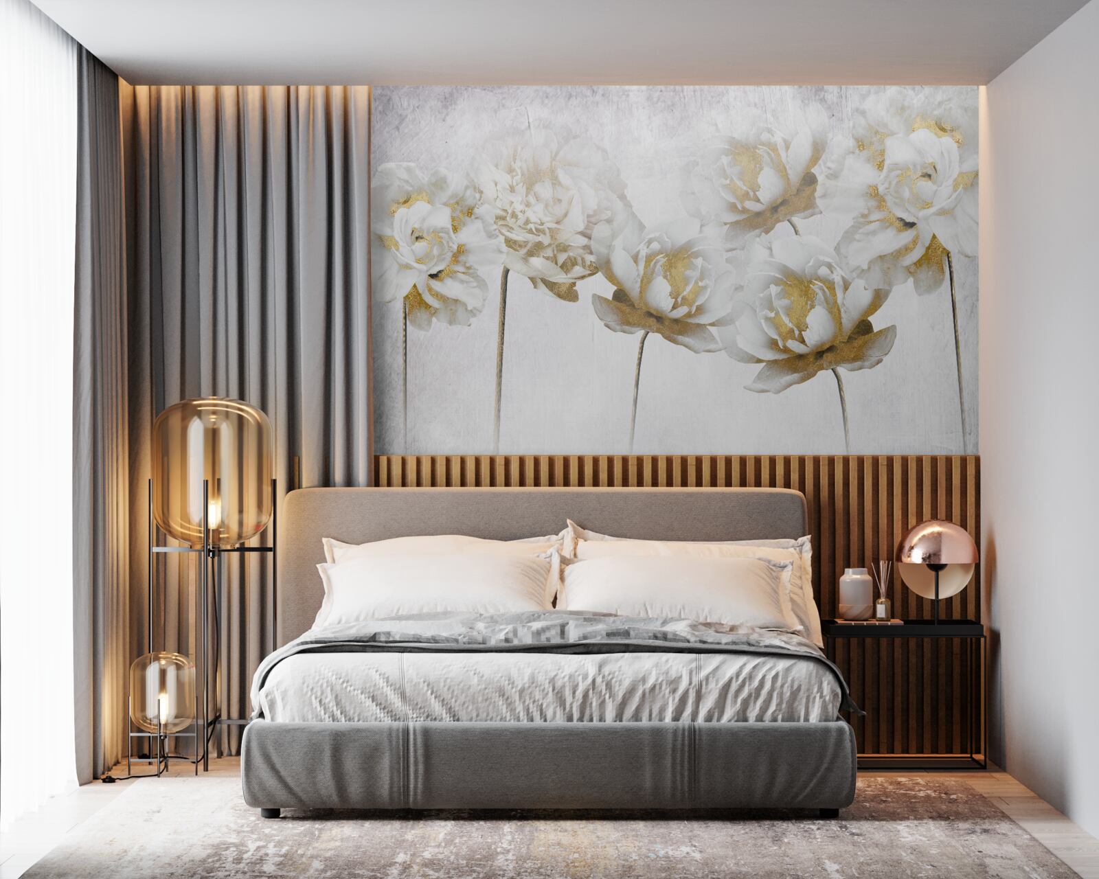 Fototapeta elegantné rastliny zo zlata a hodvábu