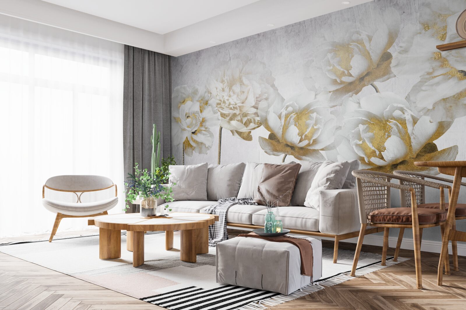 Fototapeta elegantné rastliny zo zlata a hodvábu