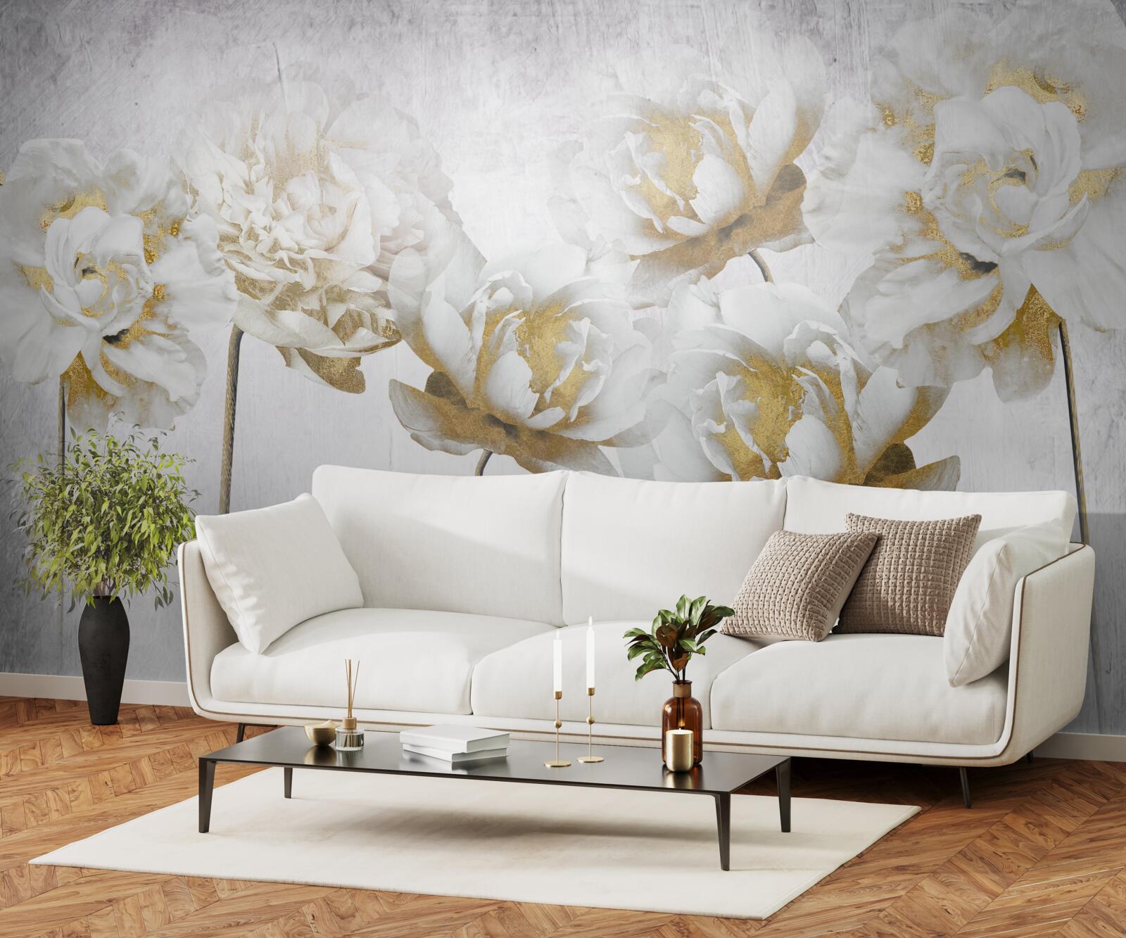 Fototapeta elegantné rastliny zo zlata a hodvábu