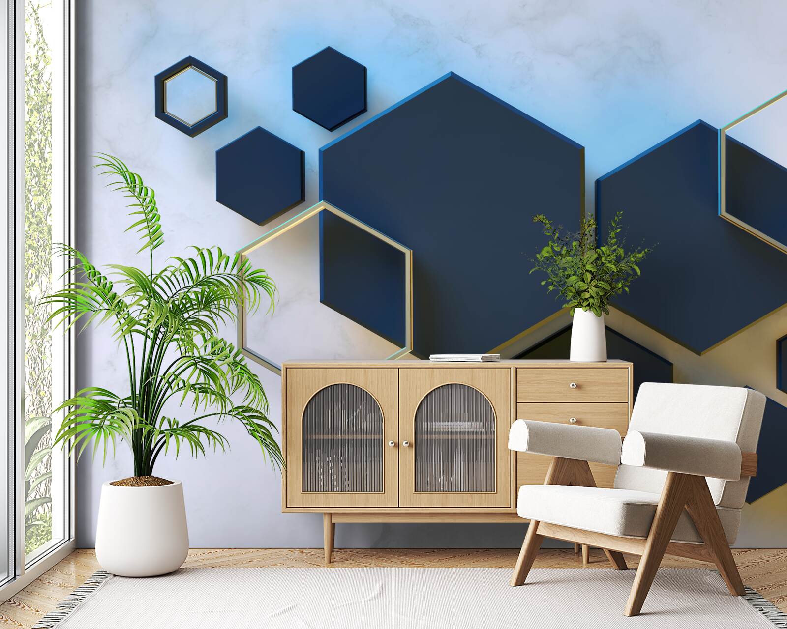 Fototapeta plávajúce čierne šesťuholníky