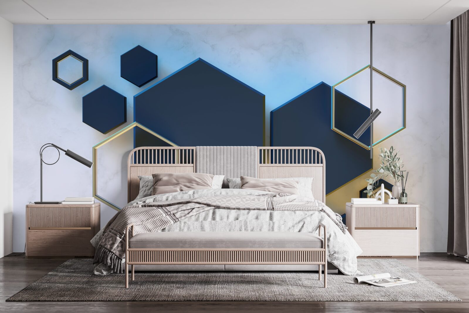 Fototapeta plávajúce čierne šesťuholníky