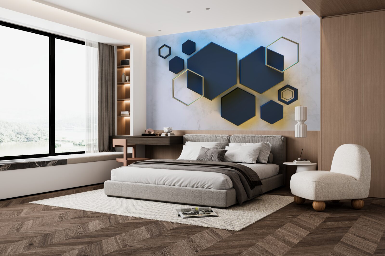 Fototapeta plávajúce čierne šesťuholníky