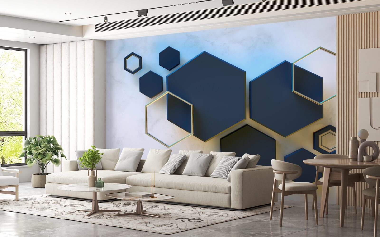 Fototapeta plávajúce čierne šesťuholníky